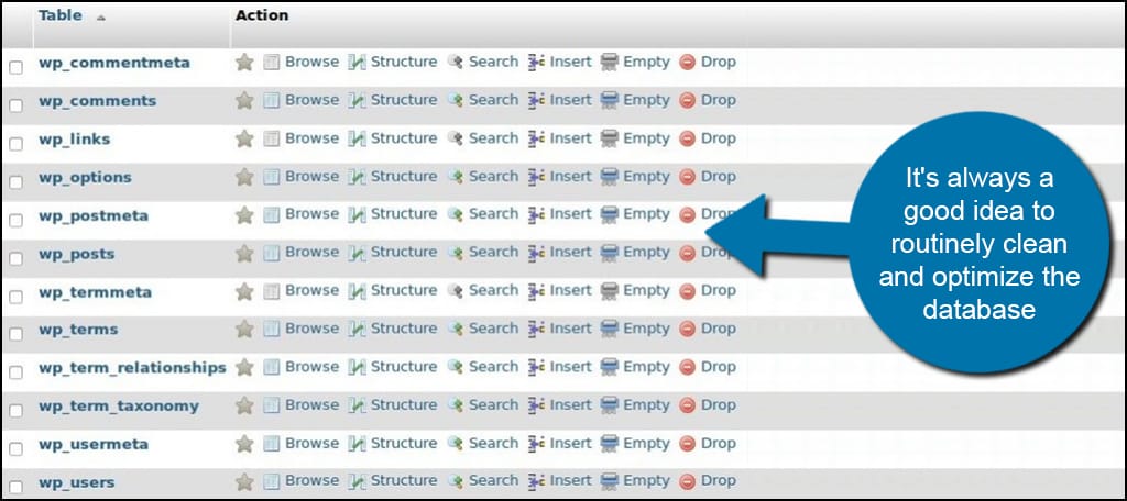 clean database