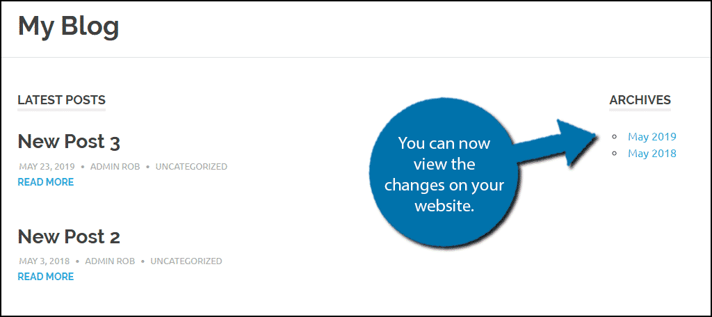 View the archives widget